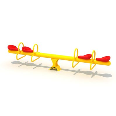Balansoar cu 4 locuri pentru copii Model 10, 3-10 ani, 260x40x55 cm, metal si plastic, galben