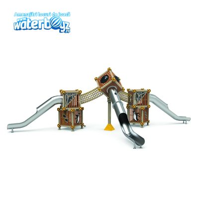 Complex de joaca pentru copii de metal Treehouse 3, exterior, 5-12 ani,  1730x960x550 cm