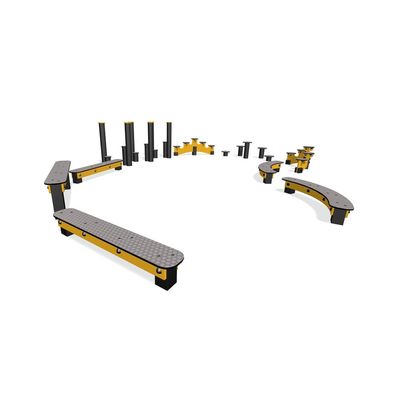 Sistem de catarare si echilibristica pentru copii de exterior Fun Trail 3, 4+ ani, 131x20x11.8 cm, metal si plastic HDPE