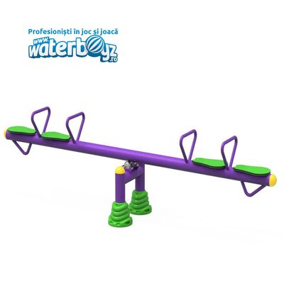 Balansoar cu 4 locuri pentru copii Model 8, +3 ani, 362x94x73 cm, metal si plastic, mov