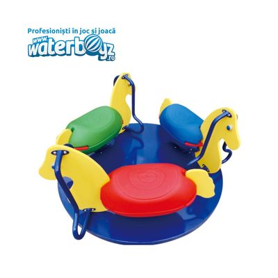 Carusel de exterior pentru copii Caluti, 3-10 ani, 175x78 cm, metal si plastic LLDPE