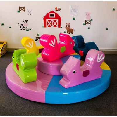 Carousel with little animals and roof