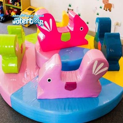 Carousel with animals without a roof