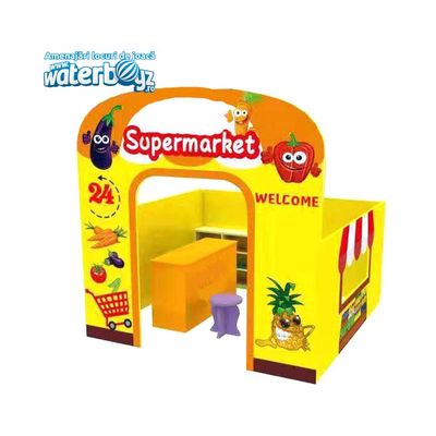 Casuta tematica pentru gradinita Supermarket, 120x120x120 cm, plastic HDPE, 2-8 ani