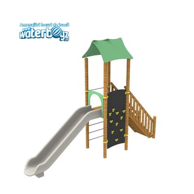 Complex de joaca pentru copii din lemn Nature 7, exterior, 3-12 ani, 465x441x320 cm, multicolor