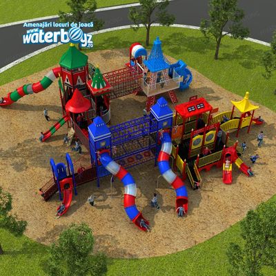 Complex de joaca pentru copii de metal Dream of Pleasure Island 7, exterior, 3-12 ani, 2080x1880x500cm