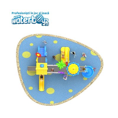 Loc de joaca pentru copii de exterior Economy 48, 1-6 ani, 520x420x320 cm, metal si plastic LLDPE, multicolor