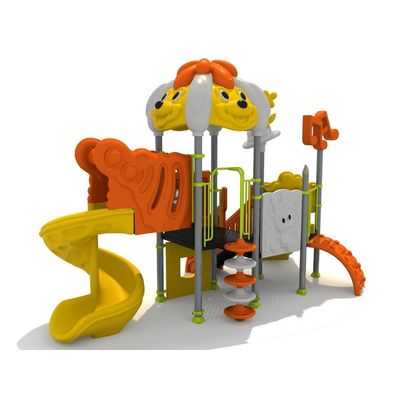 Complex de joaca pentru copii de metal Puppy Land 9, exterior, 3-12 ani, 615x320x440 cm, portocaliu