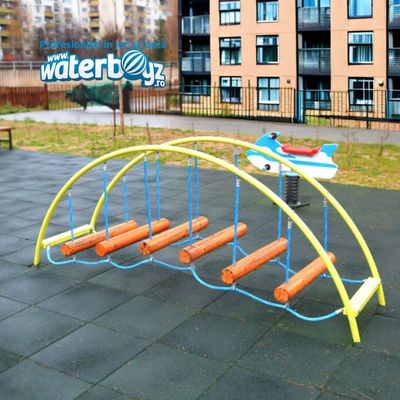 Sistem de catarare pentru copii de exterior Bridge 2, 3-12 ani, 306x124x132 cm, metal si plastic