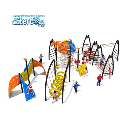 Sistem de catarare cu circuit pentru copii de exterior Model 6, 3-12 ani, 960x840x320 cm, metal si plastic LLDPE