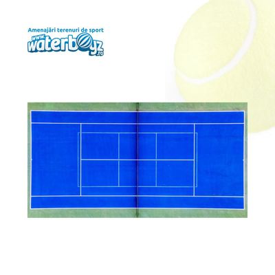 Tennis court with synthetic turf