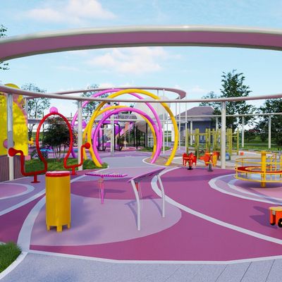Amenajare completa loc de joaca de exterior la cheie Pink Space
