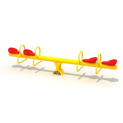 Balansoar cu 4 locuri pentru copii Model 10, 3-10 ani, 260x40x55 cm, metal si plastic, galben