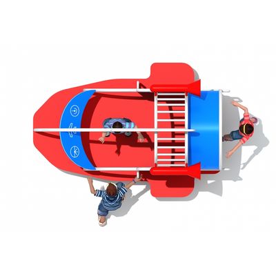 Balansoar pe arc pentru copii Nava Spatiala, 1-4 ani, metal si plastic HDPE, multicolor, 220x150x150 cm