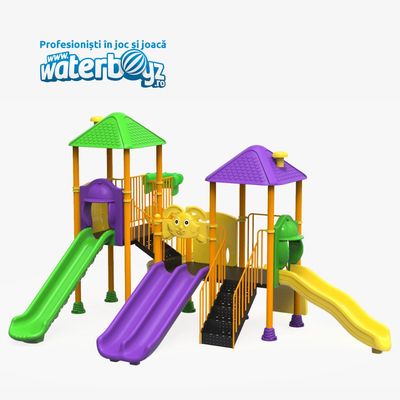 Complex de joaca pentru copii de metal Parc model 4, exterior, 3-12 ani, 639x573x390 cm