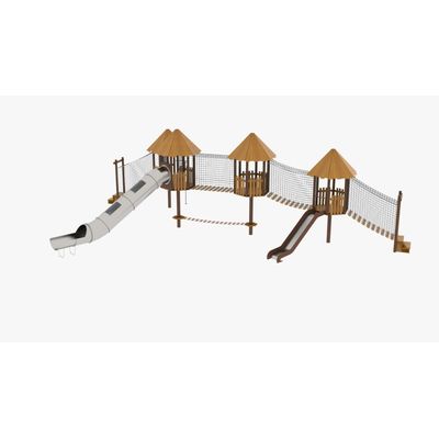 Loc de joaca pentru copii din lemn Nordic Touch 5, exterior, 3-12 ani