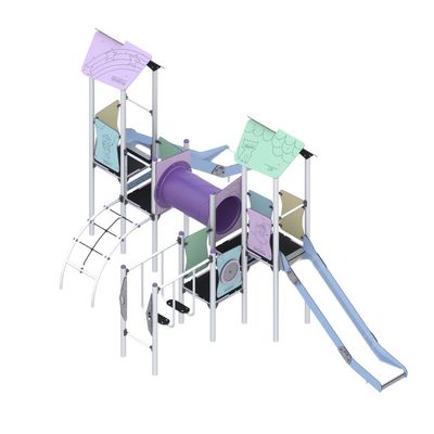Complex de joaca din metal pentru copii Pastel Rainbow Towers, exterior, +5 ani,  554x428x311 cm