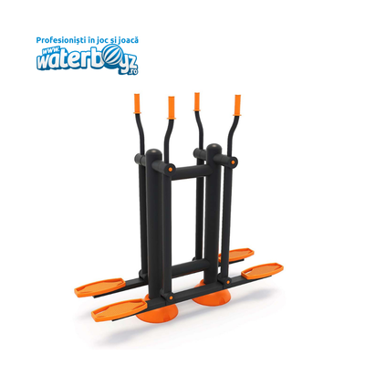 Aparat de fitness stepper dublu cu manele Model 3 pentru exterior, 160x50x165 cm, metal si plastic LLDPE