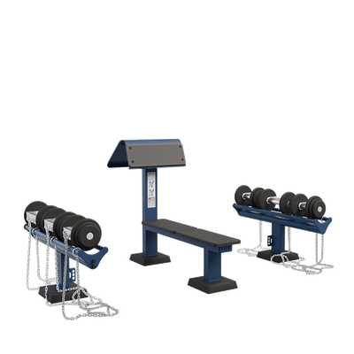 Outdoor dumbbell set with support and bench Light
