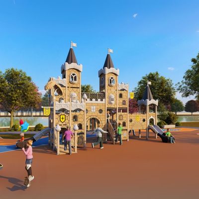 Complex de joaca pentru copii de metal Caesar Castle 4, exterior, 3-15 ani, 1080x520x650 cm