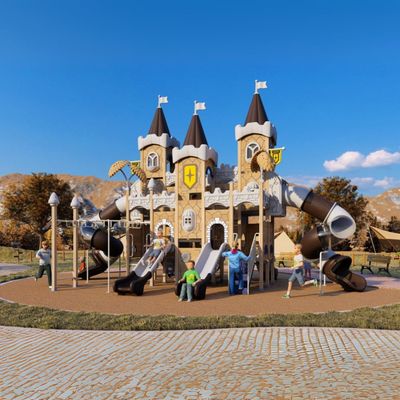 Complex de joaca pentru copii de metal Caesar Castle 7, exterior, 3-15 ani, 1000x580x650 cm