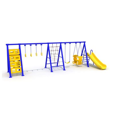 Complex de joaca pentru copii de metal Climber, exterior, 6-12 ani, 720x300x200 cm, albastru