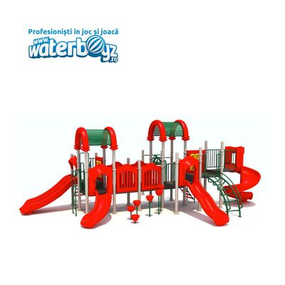 Complex de joaca pentru copii de metal Fun Land 4, exterior, 3-12 ani, 1140x620x370 cm