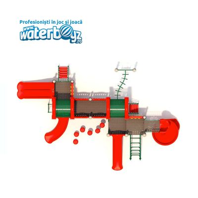 Complex de joaca pentru copii de metal Fun Land 4, exterior, 3-12 ani, 1140x620x370 cm