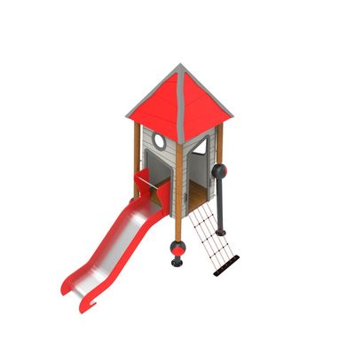 Loc de joaca pentru copii din lemn Crooked House 2, exterior, 2-5 ani, 220x350x380 cm
