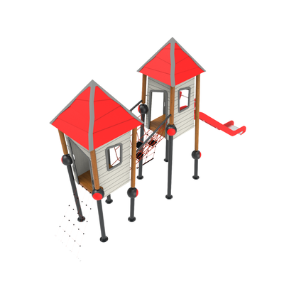 Loc de joaca pentru copii din lemn Crooked House 3, exterior, 5-16 ani, 180x780x460 cm