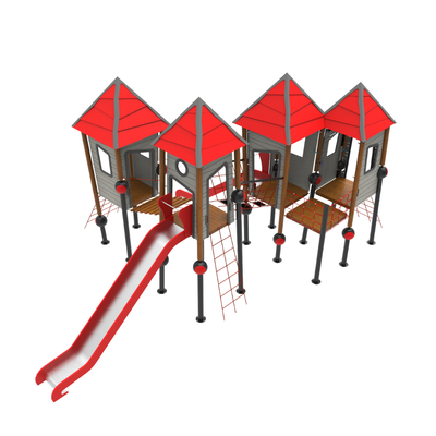 Loc de joaca pentru copii din lemn Crooked House 5, exterior, 5-16 ani, 530x940x460 cm