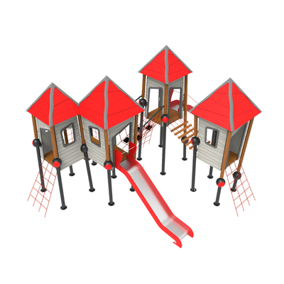 Loc de joaca pentru copii din lemn Crooked House 5, exterior, 5-16 ani, 530x940x460 cm