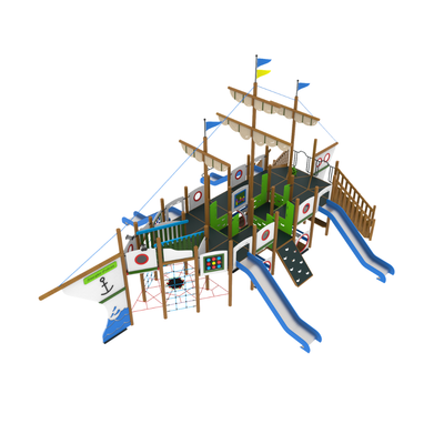 Loc de joaca pentru copii din lemn Galleon 2, exterior, 5-16 ani, 1240x870x680 cm