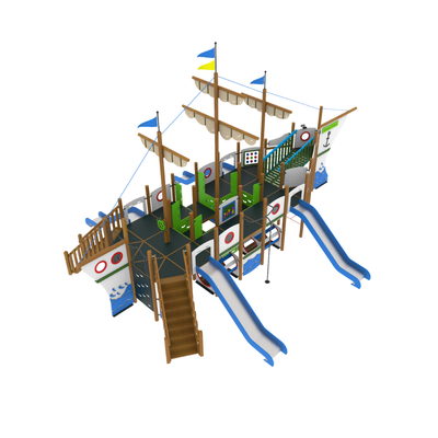 Loc de joaca pentru copii din lemn Galleon 2, exterior, 5-16 ani, 1240x870x680 cm