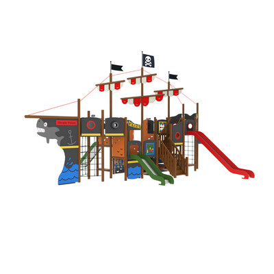 Loc de joaca pentru copii din lemn Galleon 3, exterior, 5-16 ani, 880x920x610 cm