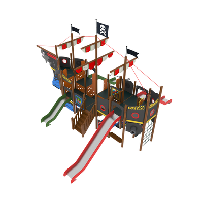 Loc de joaca pentru copii din lemn Galleon 3, exterior, 5-16 ani, 880x920x610 cm