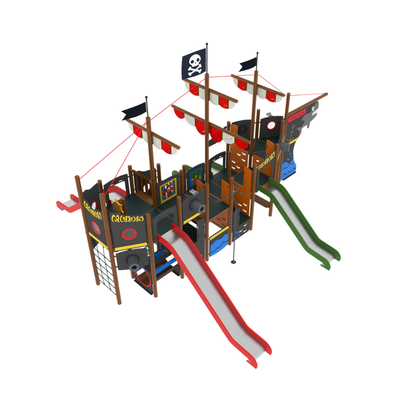 Loc de joaca pentru copii din lemn Galleon 3, exterior, 5-16 ani, 880x920x610 cm