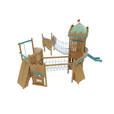 Loc de joaca pentru copii din lemn Naturel 3, exterior, 5-16 ani, 820x940x570 cm