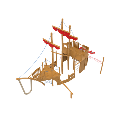 Loc de joaca pentru copii din lemn Naturel 6, exterior, 5-16 ani, 590x1330x740 cm