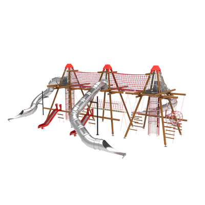 Loc de joaca pentru copii din lemn Nordic Touch 7, exterior, 5-16 ani, 1850x1400x660 cm