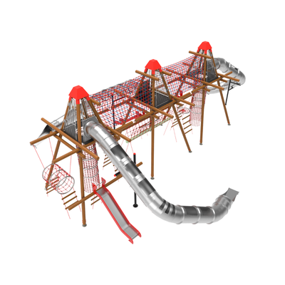 Loc de joaca pentru copii din lemn Nordic Touch 7, exterior, 5-16 ani, 1850x1400x660 cm