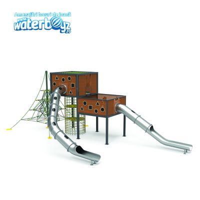 Complex de joaca pentru copii de metal Treehouse 5, exterior, 5-12 ani, 1840x9750x600 cm