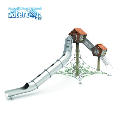 Complex de joaca pentru copii de metal Treehouse 9, exterior, 5-12 ani, 1850x590x570 cm