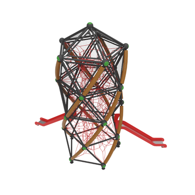 Complex de joaca pentru copii de metal Twist Tower 4, exterior, 5-16 ani, 820x570x820 cm