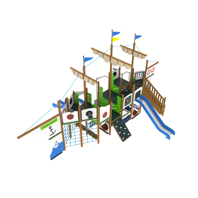 Loc de joaca pentru copii din lemn Galleon 1, exterior, 5-16 ani, 1130x770x610 cm