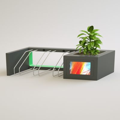 Smart bicycle rack with planter