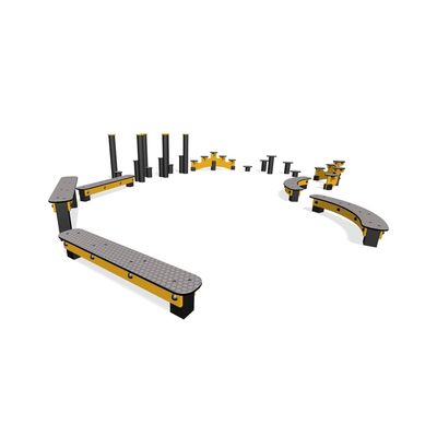 Sistem de catarare si echilibristica pentru copii de exterior Fun Trail 3, 4+ ani, 131x20x11.8 cm, metal si plastic HDPE