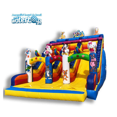 Inflatable Slide Disney World with two slopes 14*6*10m
