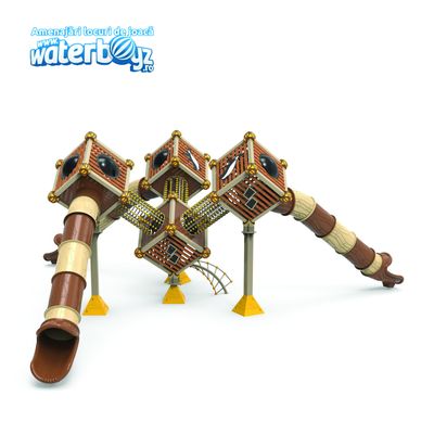Complex de joaca pentru copii de metal Treehouse 4, exterior, 5-12 ani , 1370x1340x340 cm