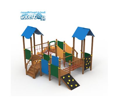 Complex de joaca din lemn pentru copii Nature 3, exterior, 3-12 ani, 710.4x487.4x344.6 cm, multicolor